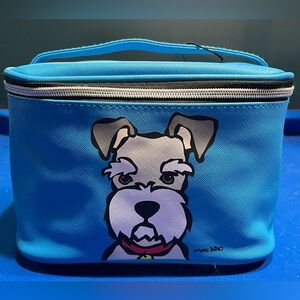 Marc Tetro Blue Schnauzer Zippered makeup travel lunch Bag